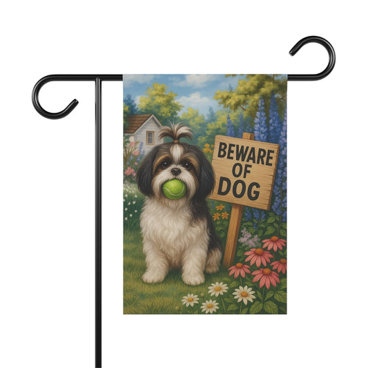 Shih Tzu Funny Beware Garden Flag