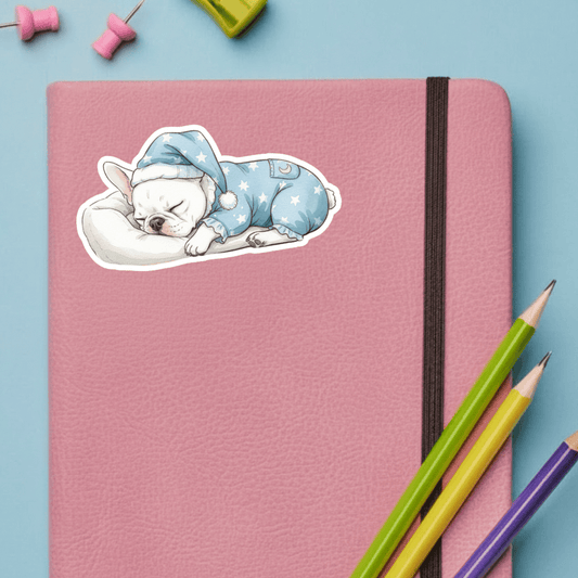 Sleepy Time White Frenchie Sticker