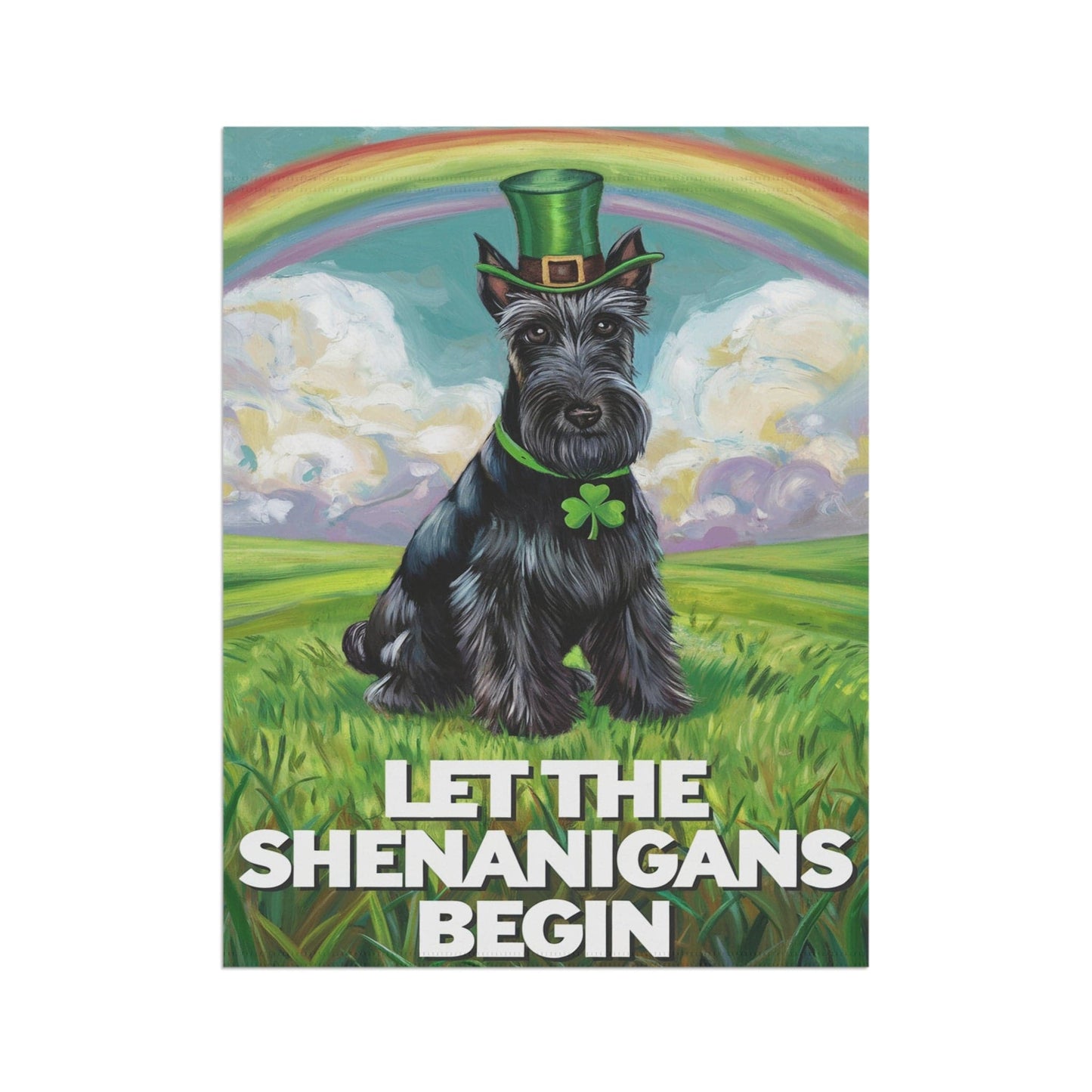 Printify Home Decor St. Patrick's Day Black Scottish Terrier Yard Flag, Rainbow Dog, Pet Garden Flag, Front Lawn Decor
