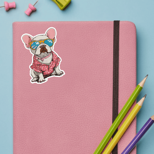 Summer White French Bulldog Sticker Decal
