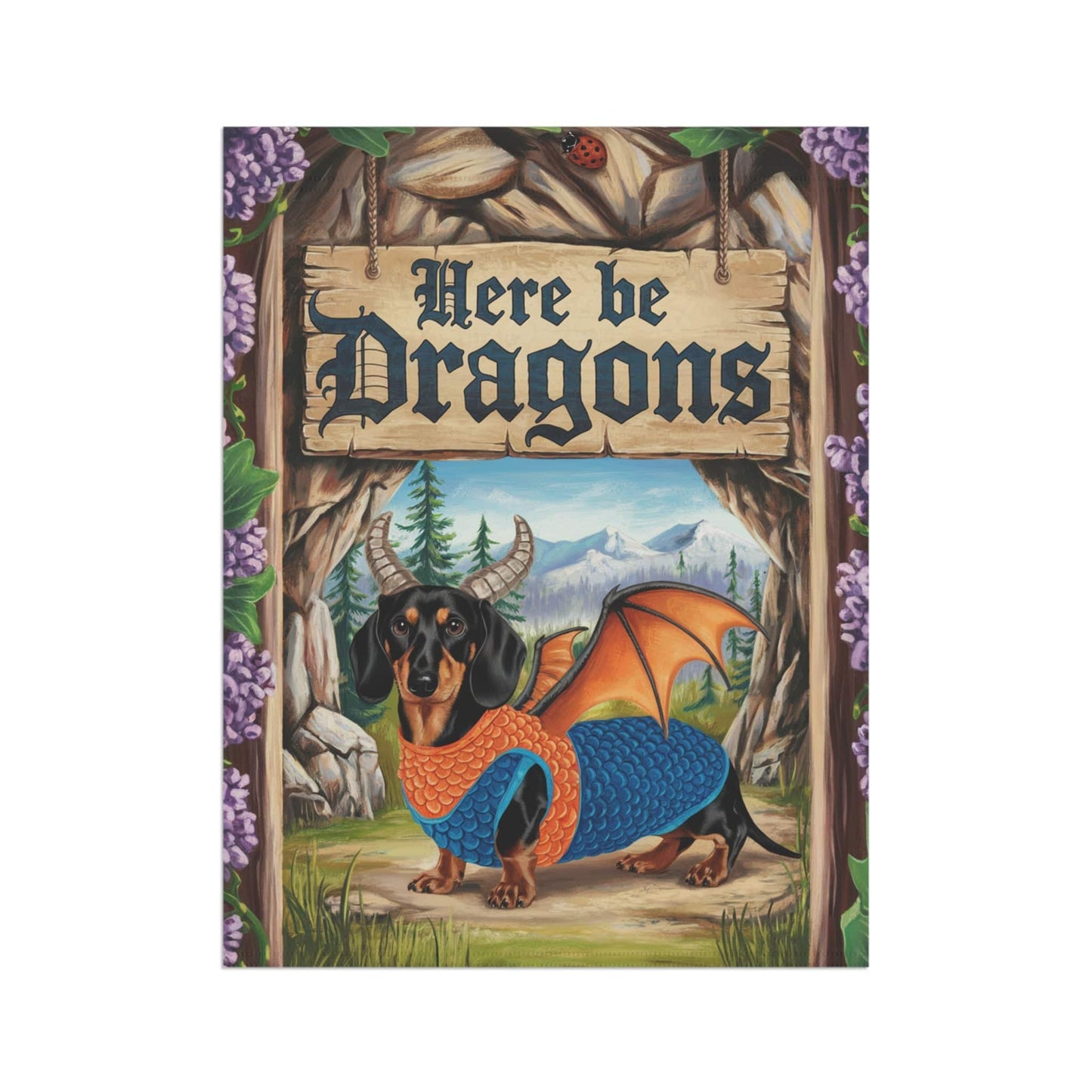 Printify Garden Flag Tan and Black Dachshund Dog Dragon, Garden Flag, Fantasy Pet, Yard Spring Decor