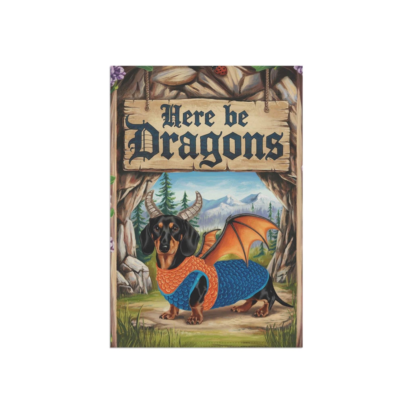 Printify Garden Flag Tan and Black Dachshund Dog Dragon, Garden Flag, Fantasy Pet, Yard Spring Decor