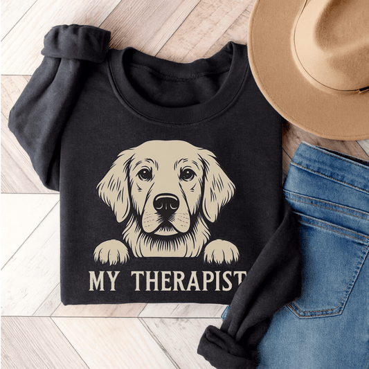 Therapist Golden Retriever Unisex Sweatshirt Dark Heather