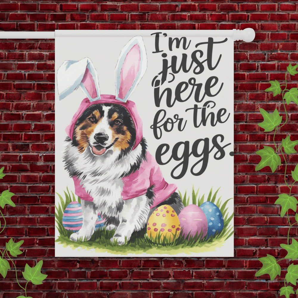 Printify Garden Flag 24.5'' × 32'' Tricolor Australian Shepherd Easter Garden Flag