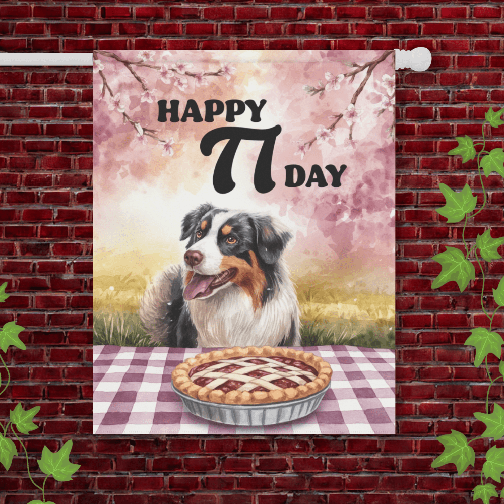 Tricolor Australian Shepherd Pi Day Yard Flag 24.5'' × 32''