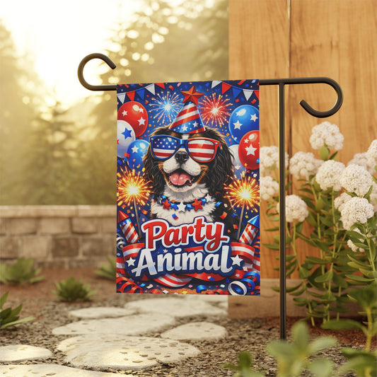 Personalized Cavalier July 4th Party Garden Flag