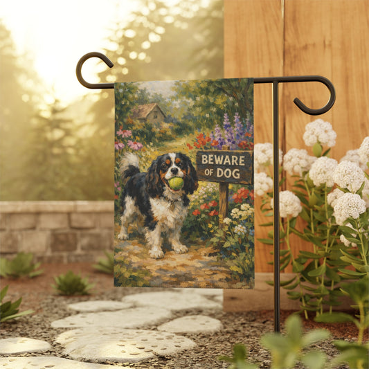 Personalized Cavalier Beware Dog Garden Flag