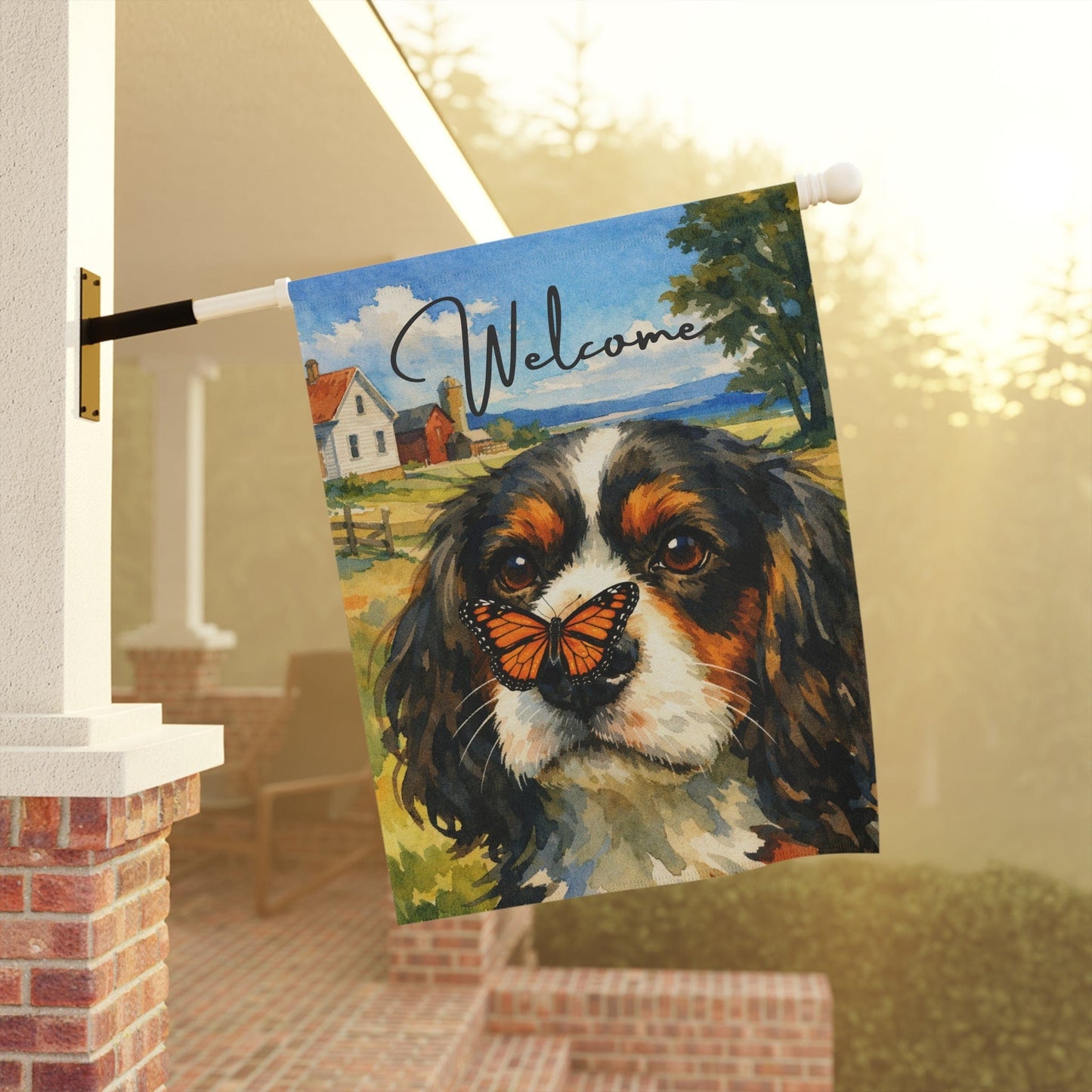Personalized Cavalier Butterfly Garden Flag