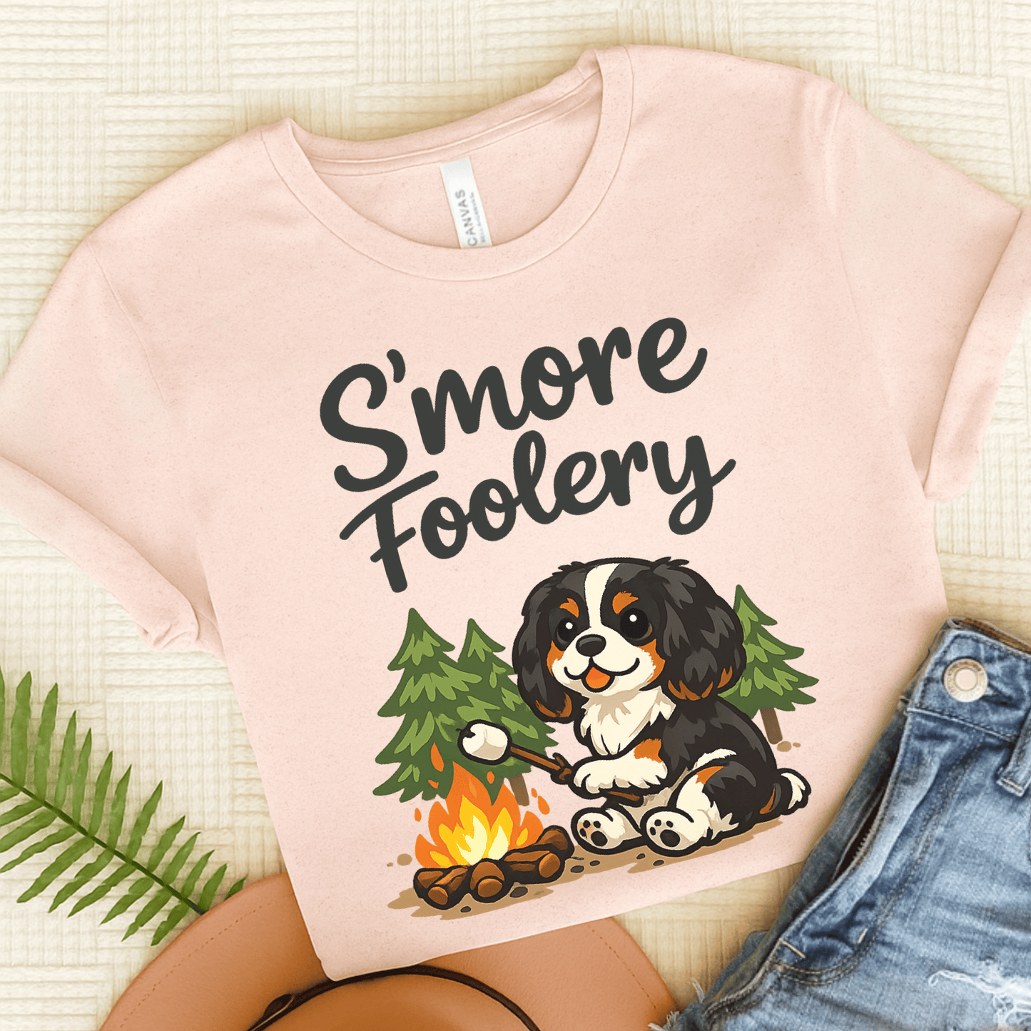 Personalized Cavalier Camping Unisex TShirt Soft Pink
