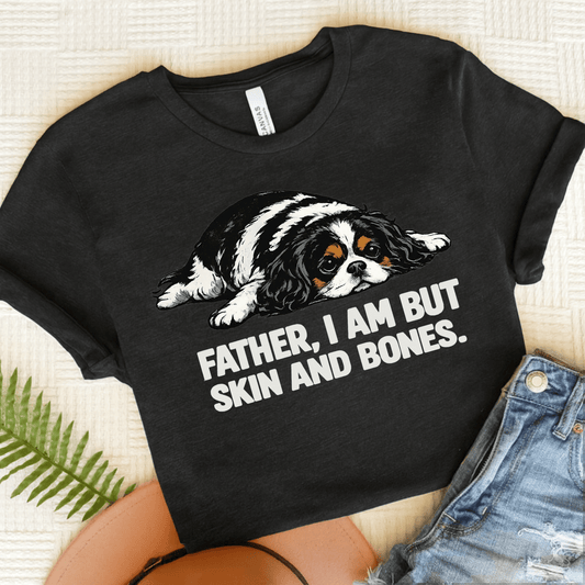 Personalized Cavalier Dad Skin Bones Unisex Tshirt Dark Grey Heather