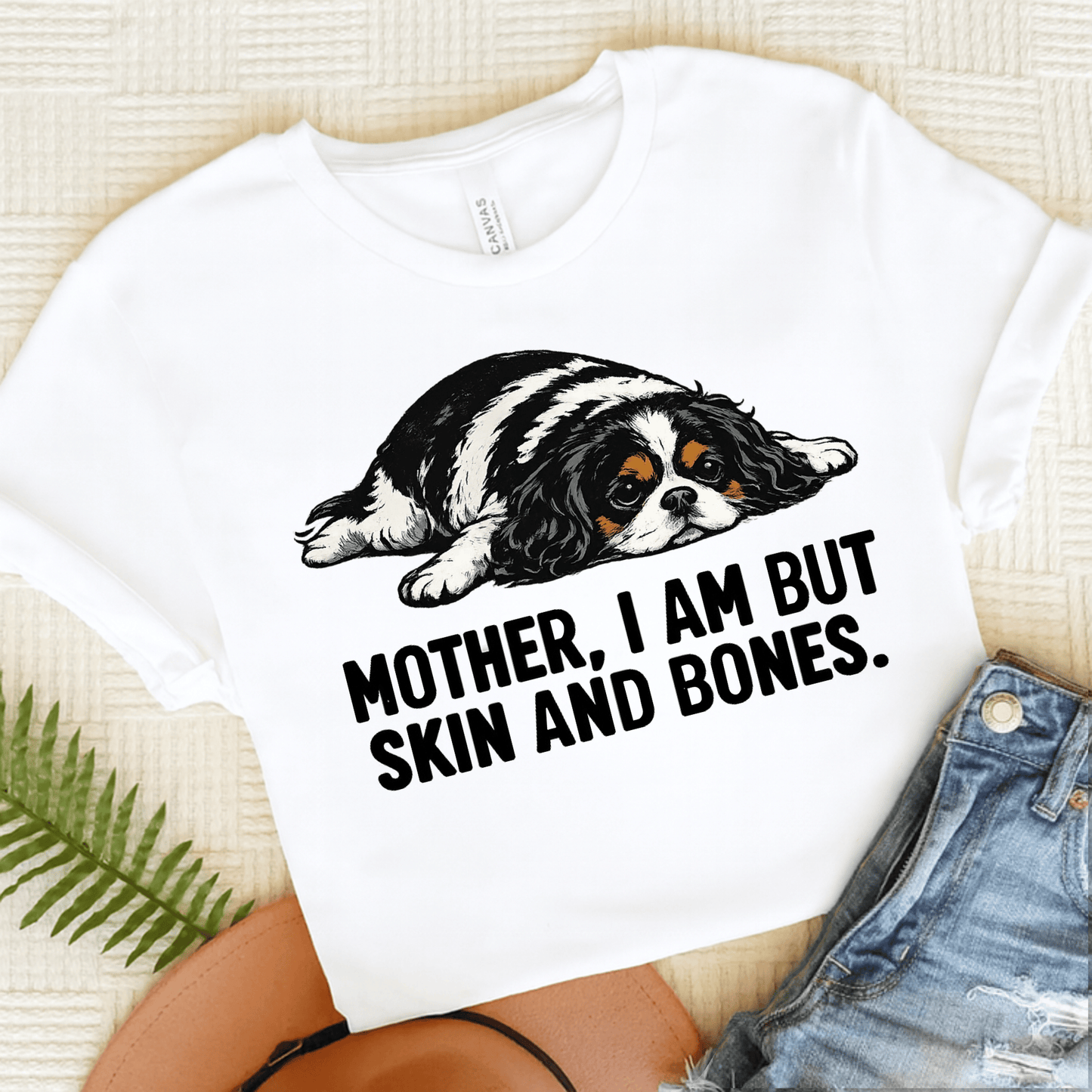 Personalized Cavalier Mom Skin Bones Unisex Tshirt White L