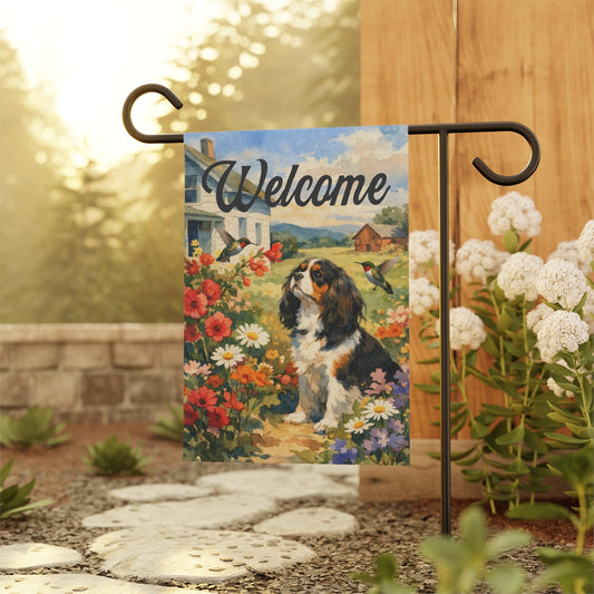 Personalized Cavalier Hummingbirds Yard Flag