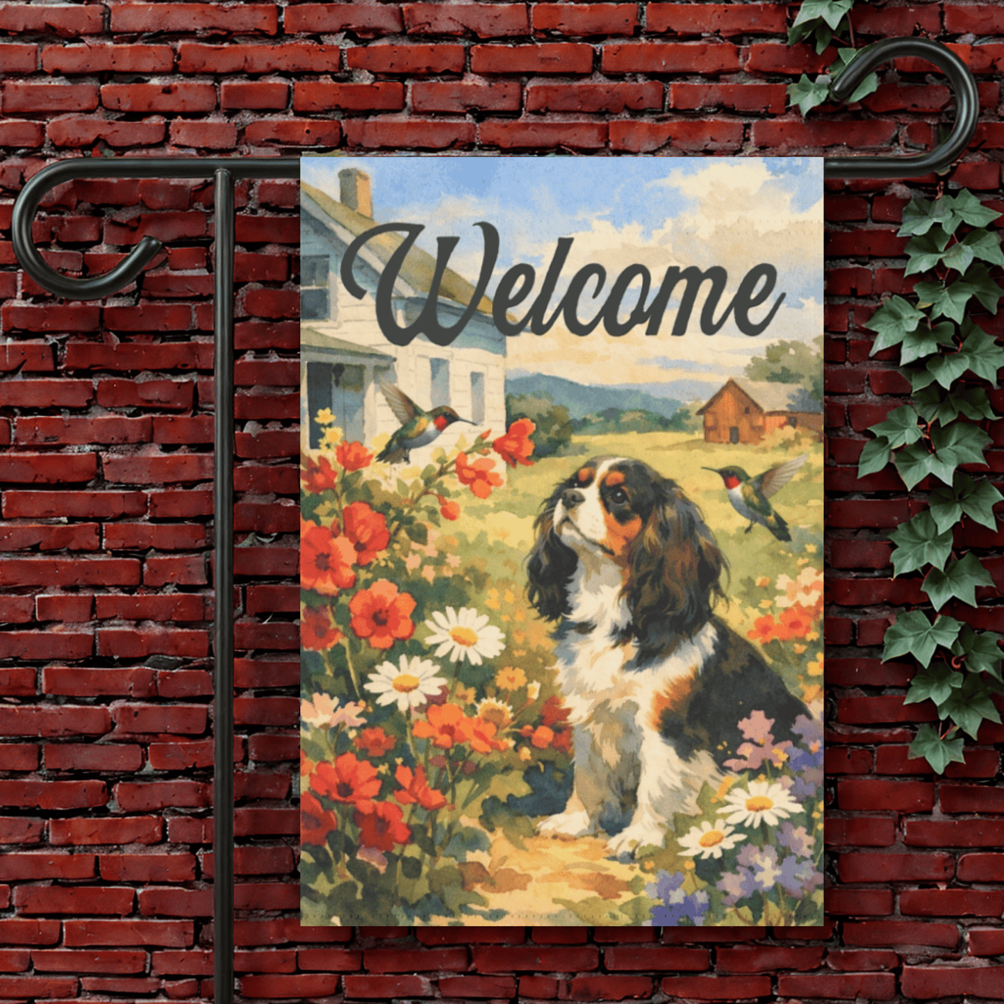 Custom Cavalier Hummingbirds Yard Flag 12'' × 18''