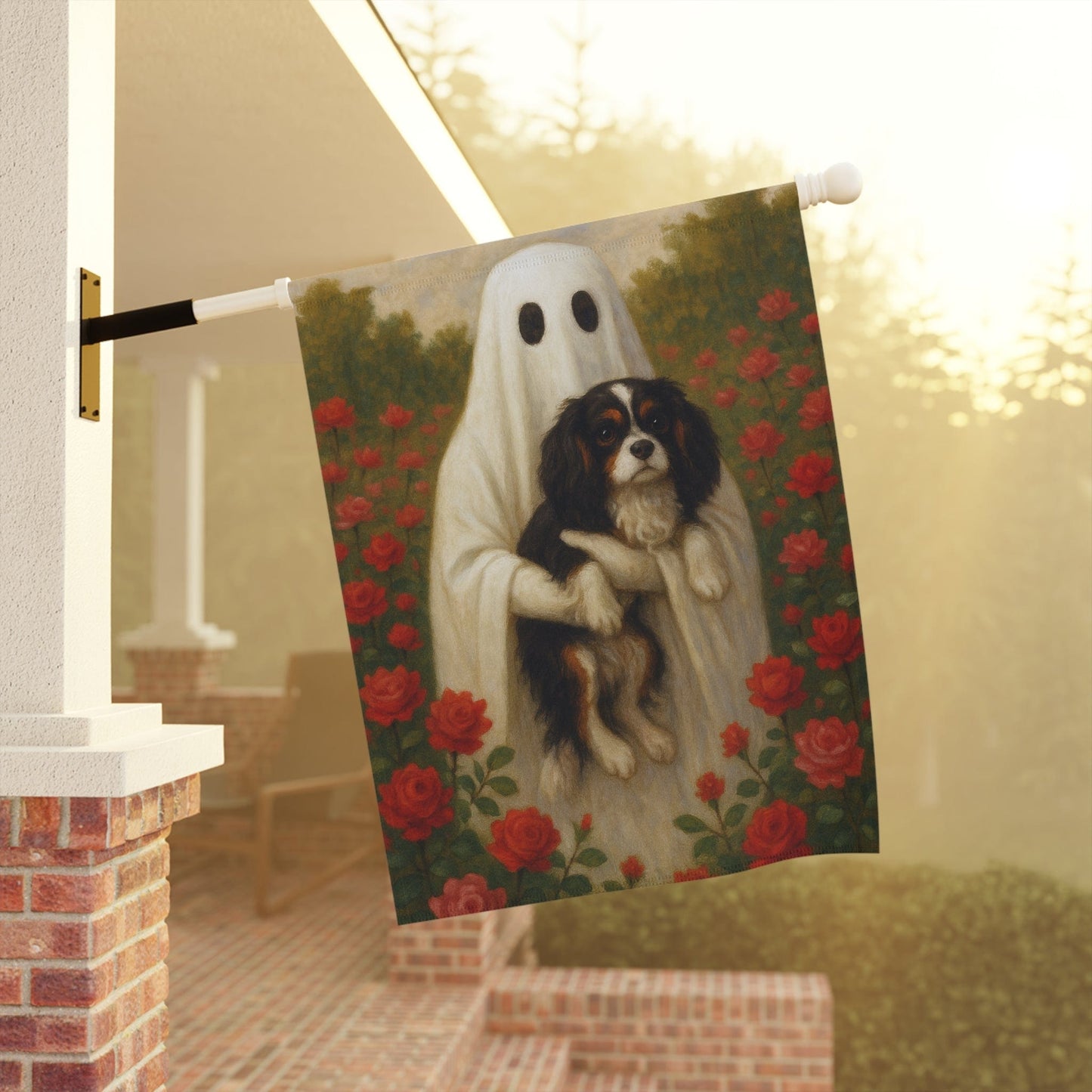 Personalized Cavalier Ghostie Garden Flag