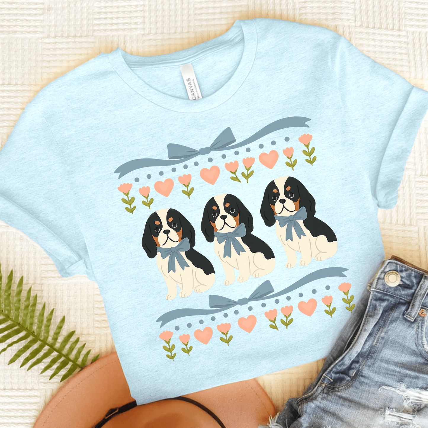 Printify T-Shirt Heather Ice Blue / S Tricolor Cavalier Grandma TShirt