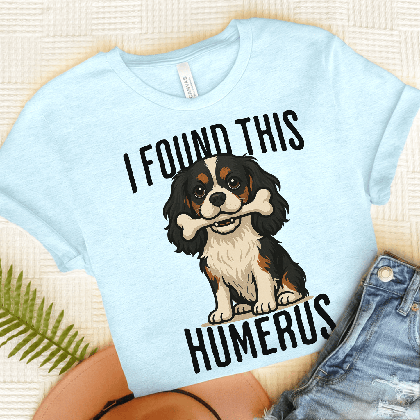 Personalized Cavalier Humerus Unisex Tshirt Heather Ice Blue