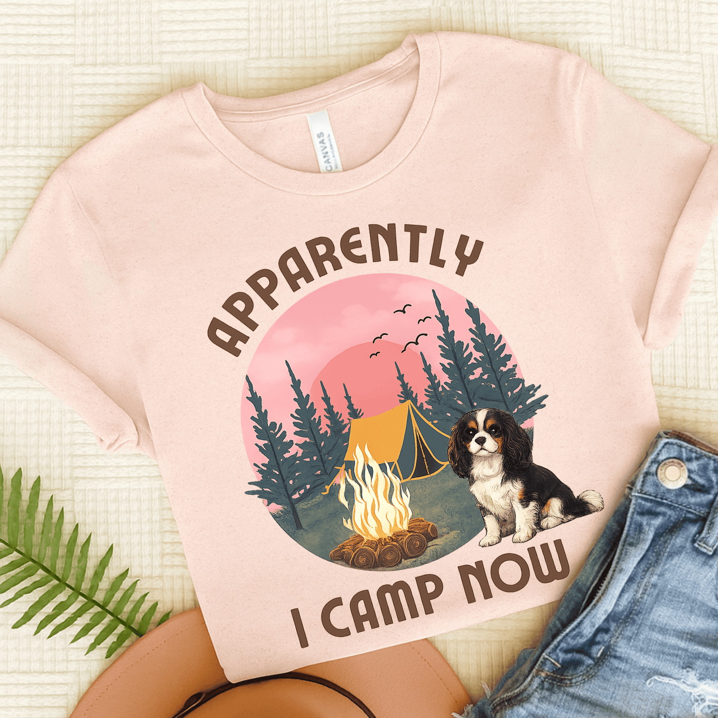 Personalized Cavalier I Camp Now Unisex TShirt Soft Pink