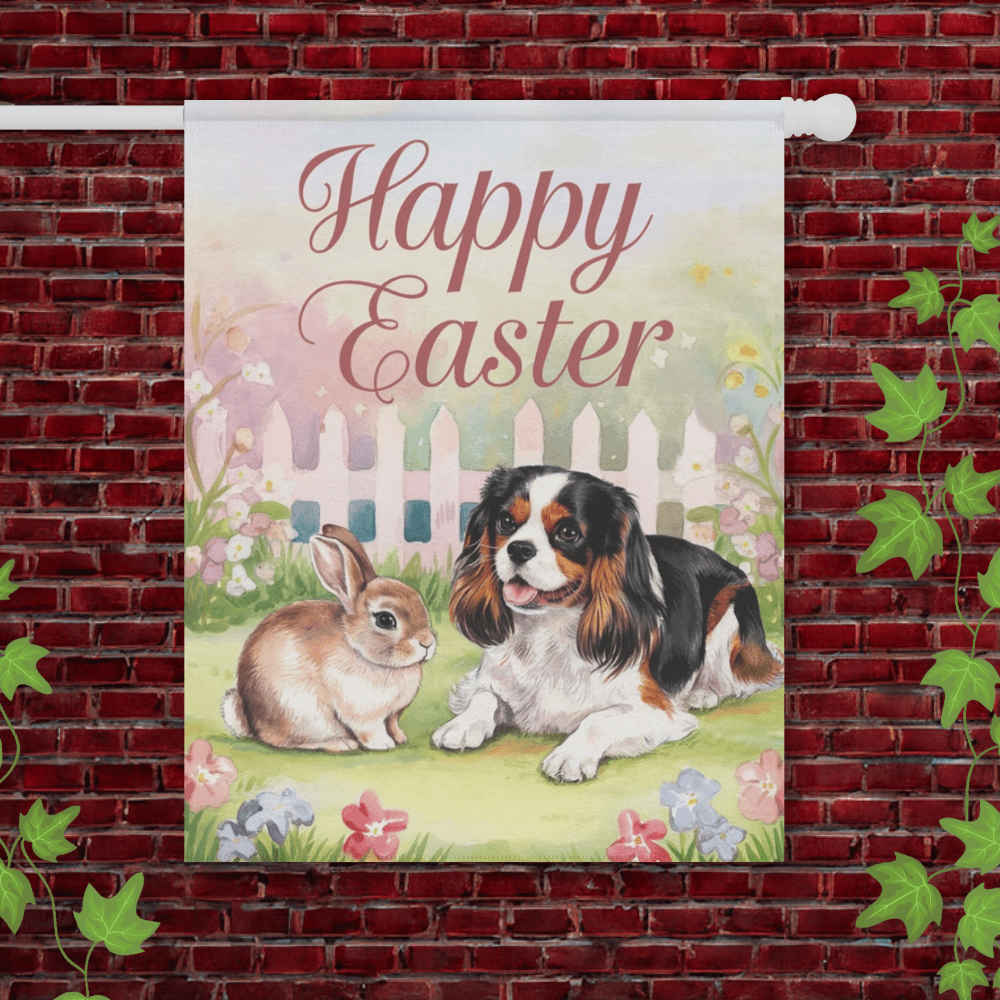 Printify Garden Flag 24.5'' × 32'' Tricolor Cavalier King Charles Easter Garden Flag