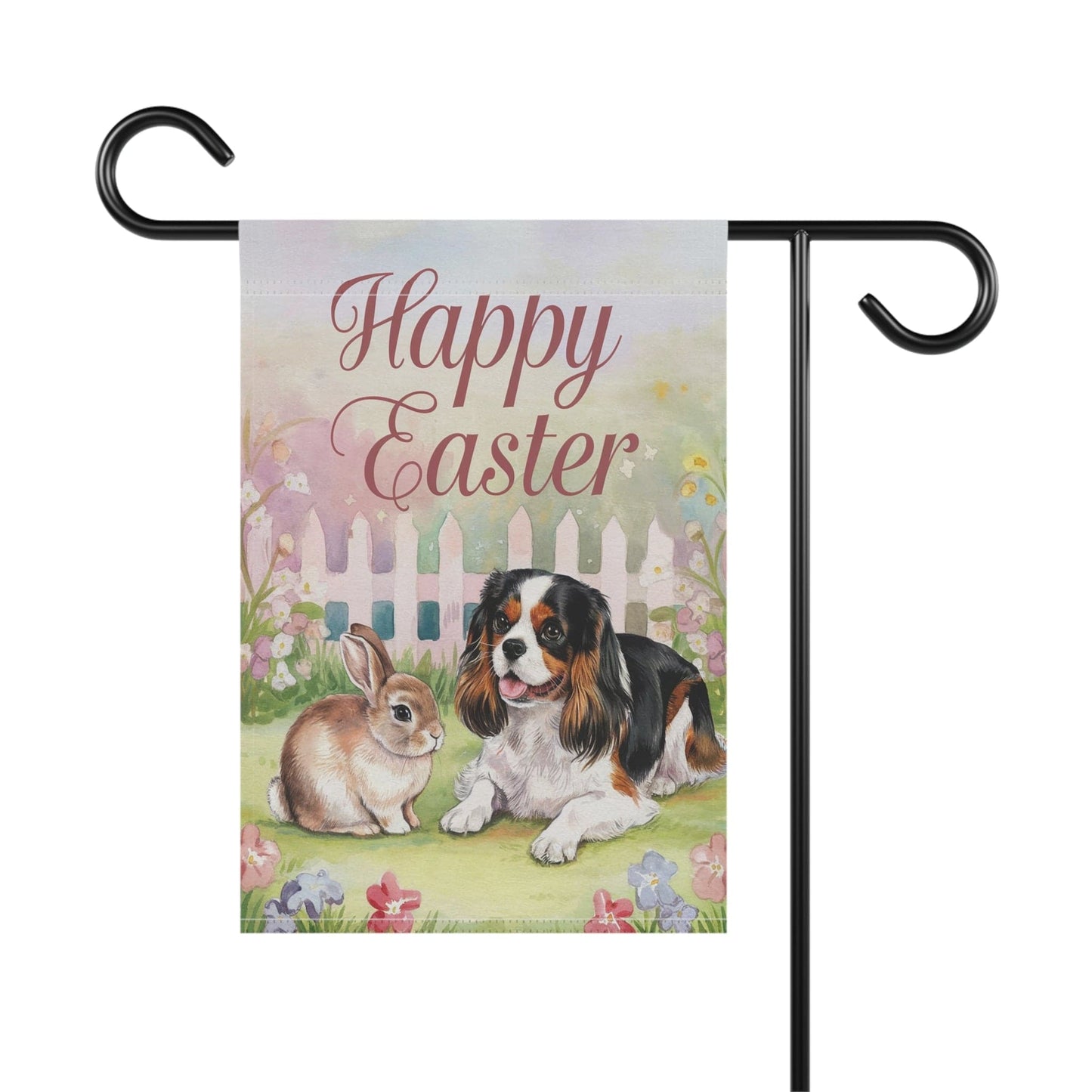 Printify Garden Flag Tricolor Cavalier King Charles Easter Garden Flag