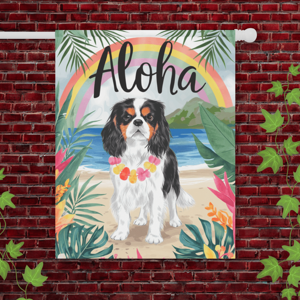 Printify Garden Flag 24.5'' × 32'' Tricolor Cavalier King Charles Hawaii Garden Flag