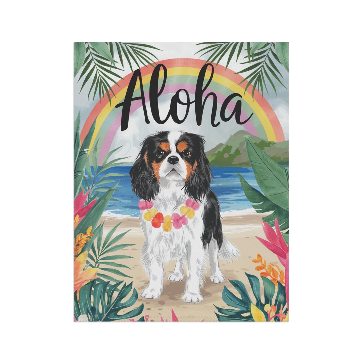 Printify Garden Flag Tricolor Cavalier King Charles Hawaii Garden Flag
