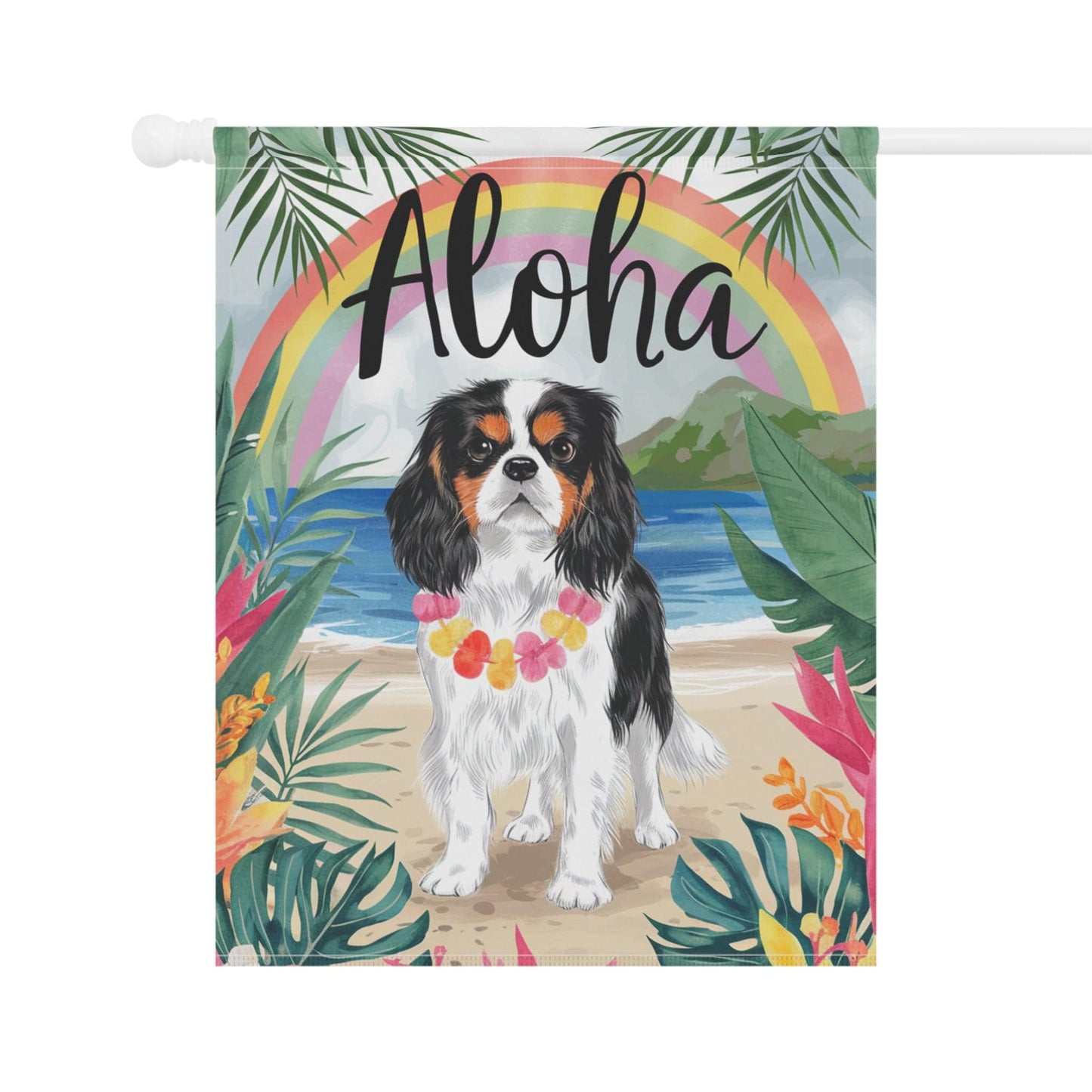 Printify Garden Flag Tricolor Cavalier King Charles Hawaii Garden Flag
