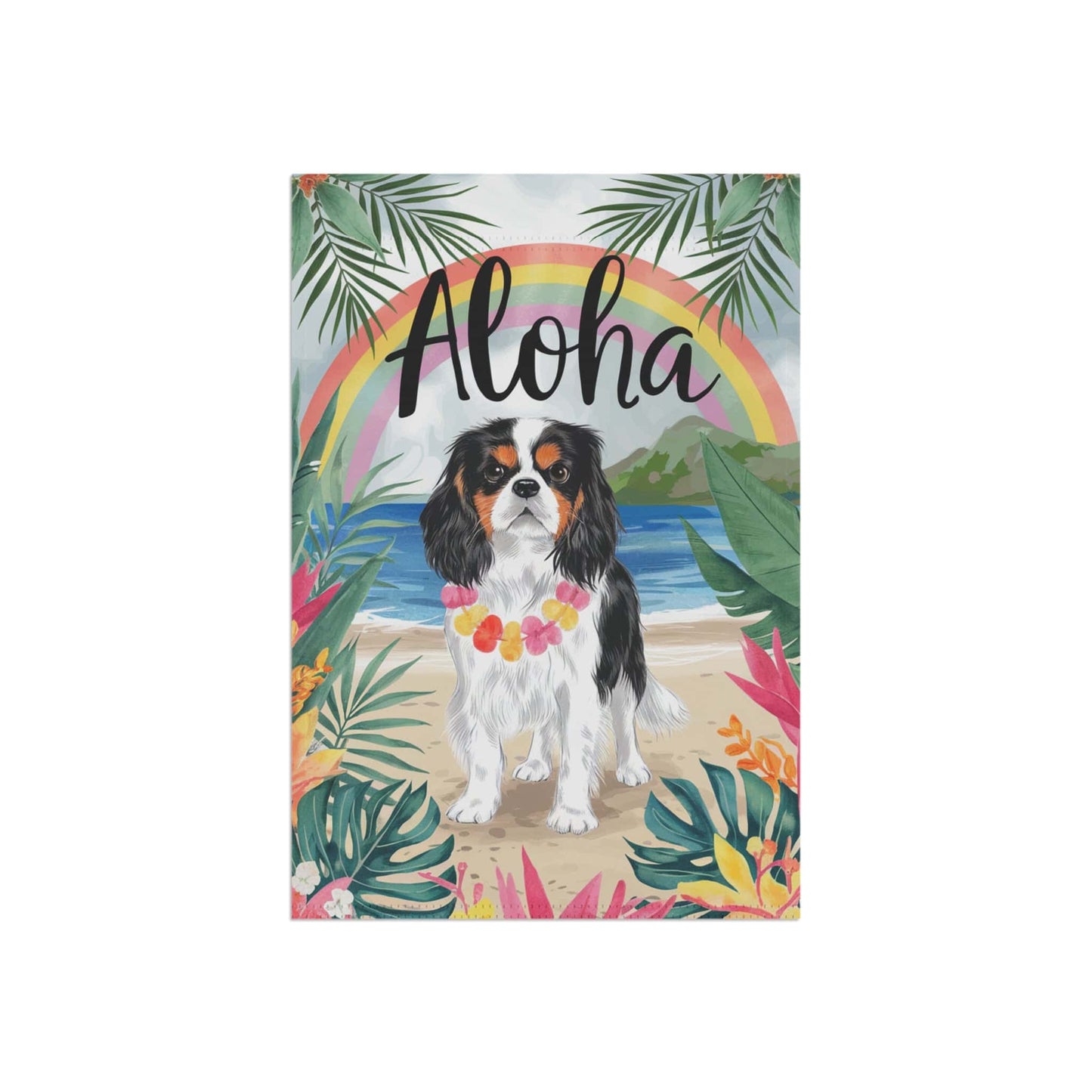 Printify Garden Flag Tricolor Cavalier King Charles Hawaii Garden Flag