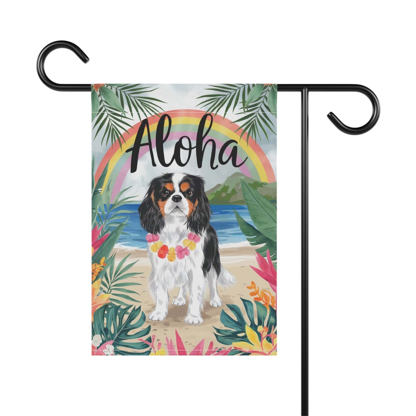 Printify Garden Flag Tricolor Cavalier King Charles Hawaii Garden Flag