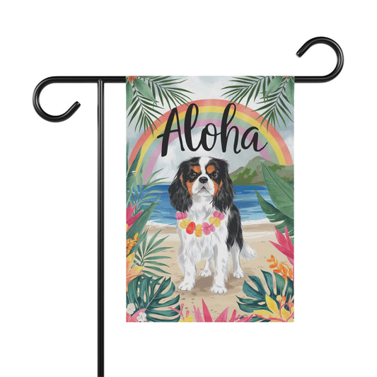 Tricolor Cavalier King Charles Hawaii Garden Flag