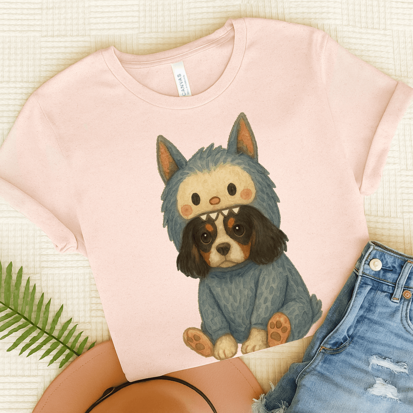Printify T-Shirt Soft Pink / S Tricolor Cavalier King Charles Little Monster TShirt