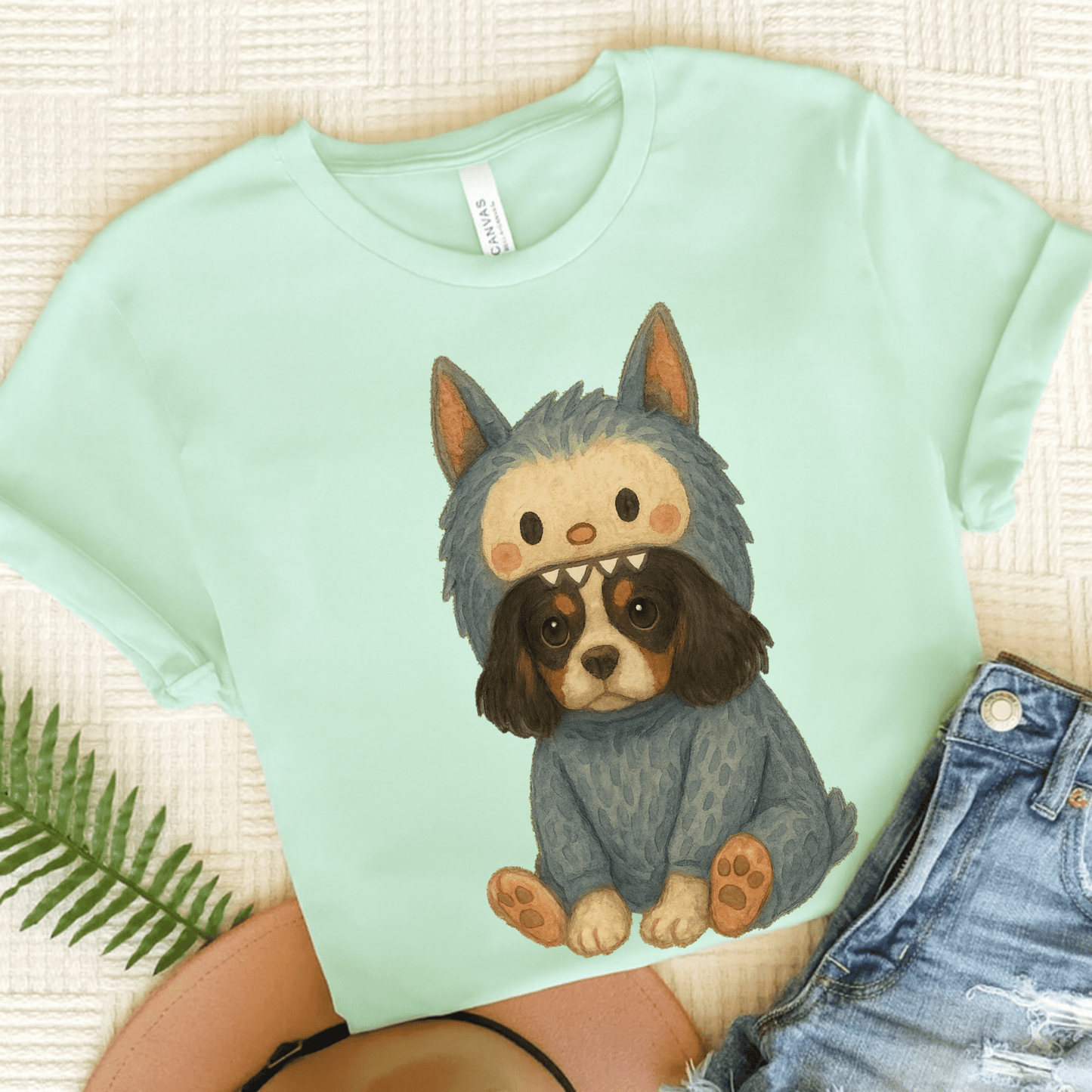 Printify T-Shirt Heather Mint / S Tricolor Cavalier King Charles Little Monster TShirt