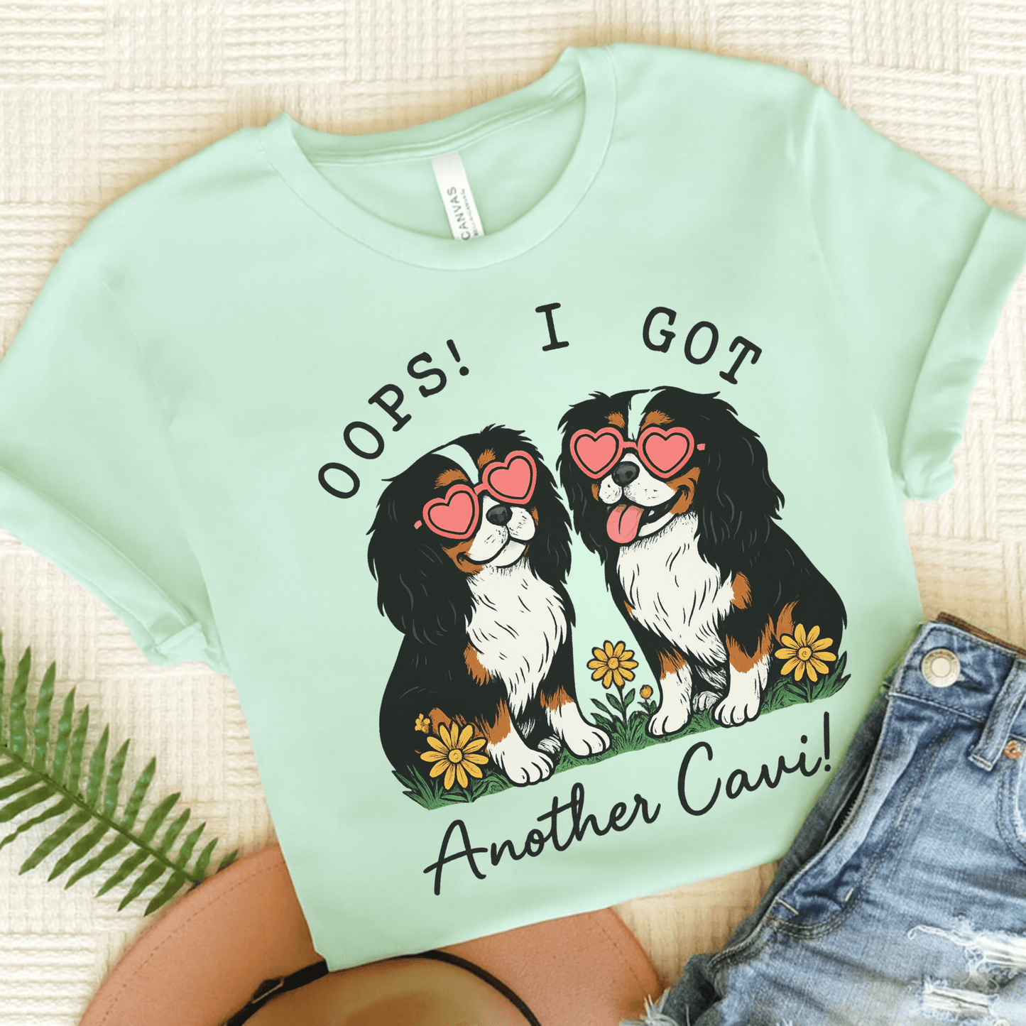 Printify T-Shirt Heather Mint / S Tricolor Cavalier King Charles Oops TShirt