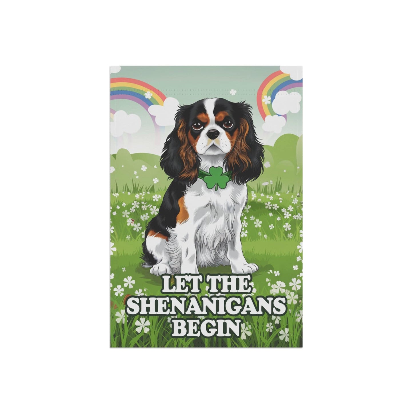 Printify Garden Flag Tricolor Cavalier King Charles Saint Patricks Day Garden Flag