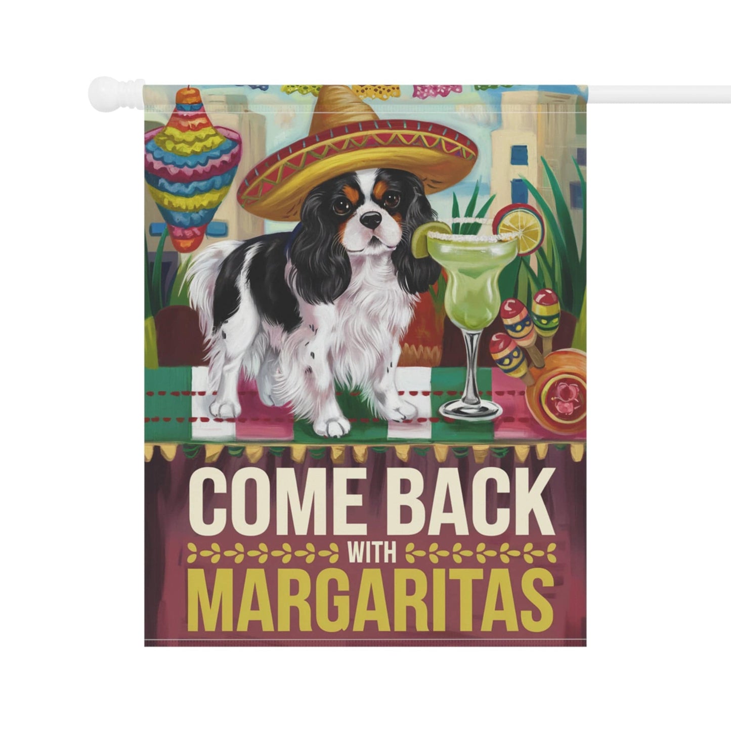 Printify Garden Flag Tricolor Cavalier King Charles Spaniel Cinco de Mayo Garden Flag