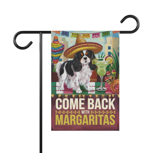 Tricolor Cavalier King Charles Spaniel Cinco de Mayo Garden Flag