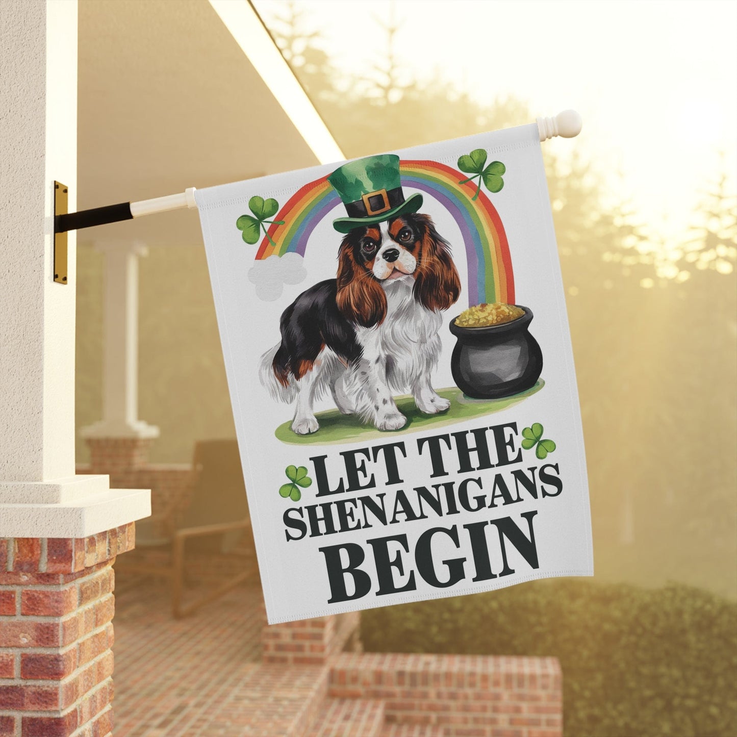 Personalized Cavalier St Patricks Garden Flag