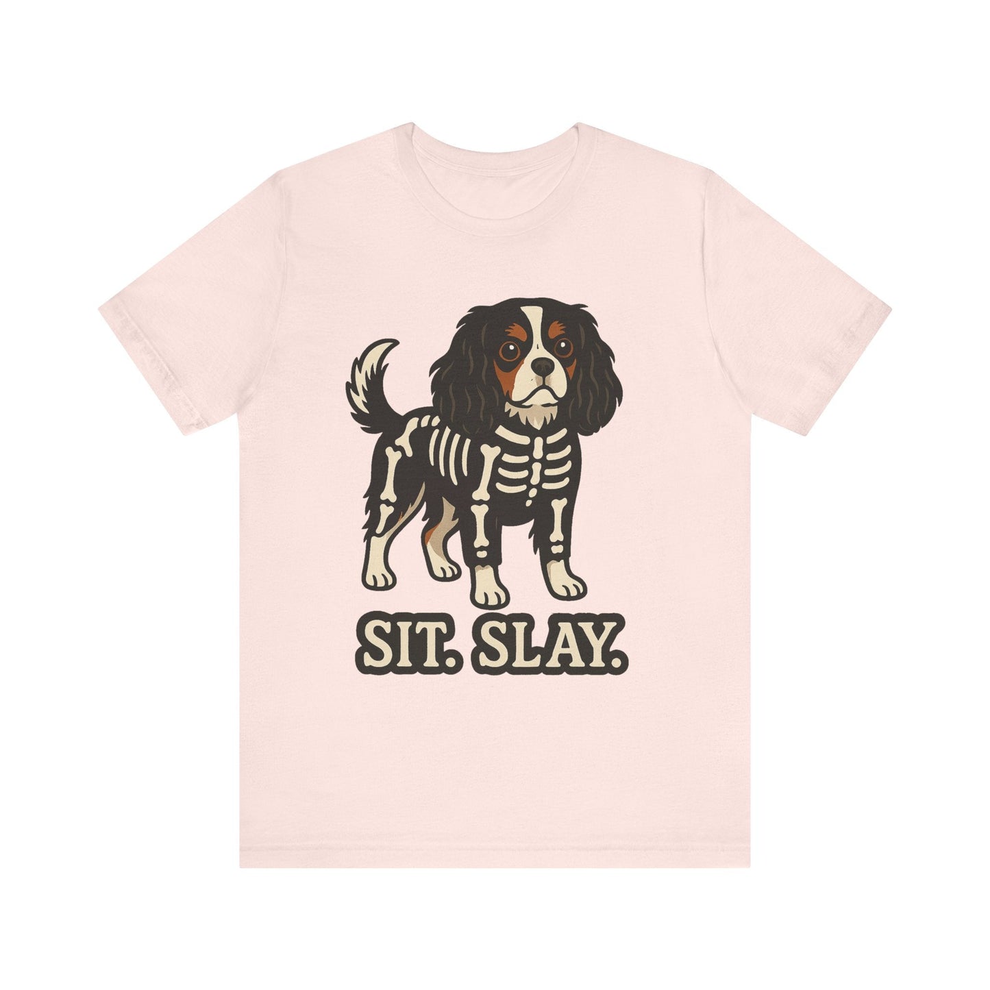 Printify T-Shirt Tricolor Cavalier King Charles Stay. Slay. Halloween TShirt