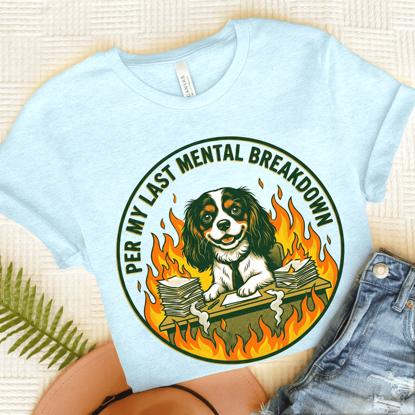 Personalized Cavalier Breakdown Unisex TShirt Heather Ice Blue