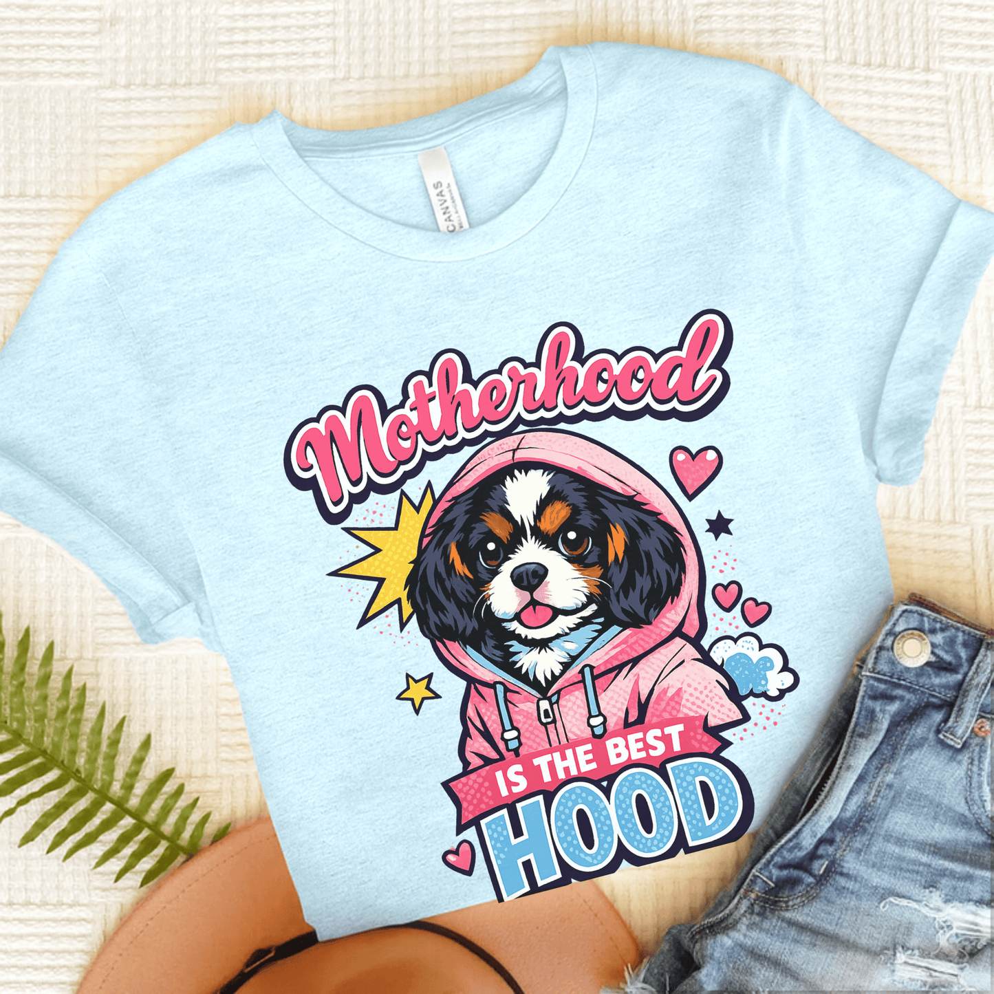Personalized Cavalier Motherhood Unisex TShirt Heather Ice Blue