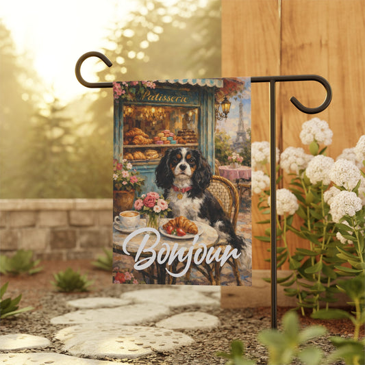 Personalized Cavalier Paris Pastries Garden Flag