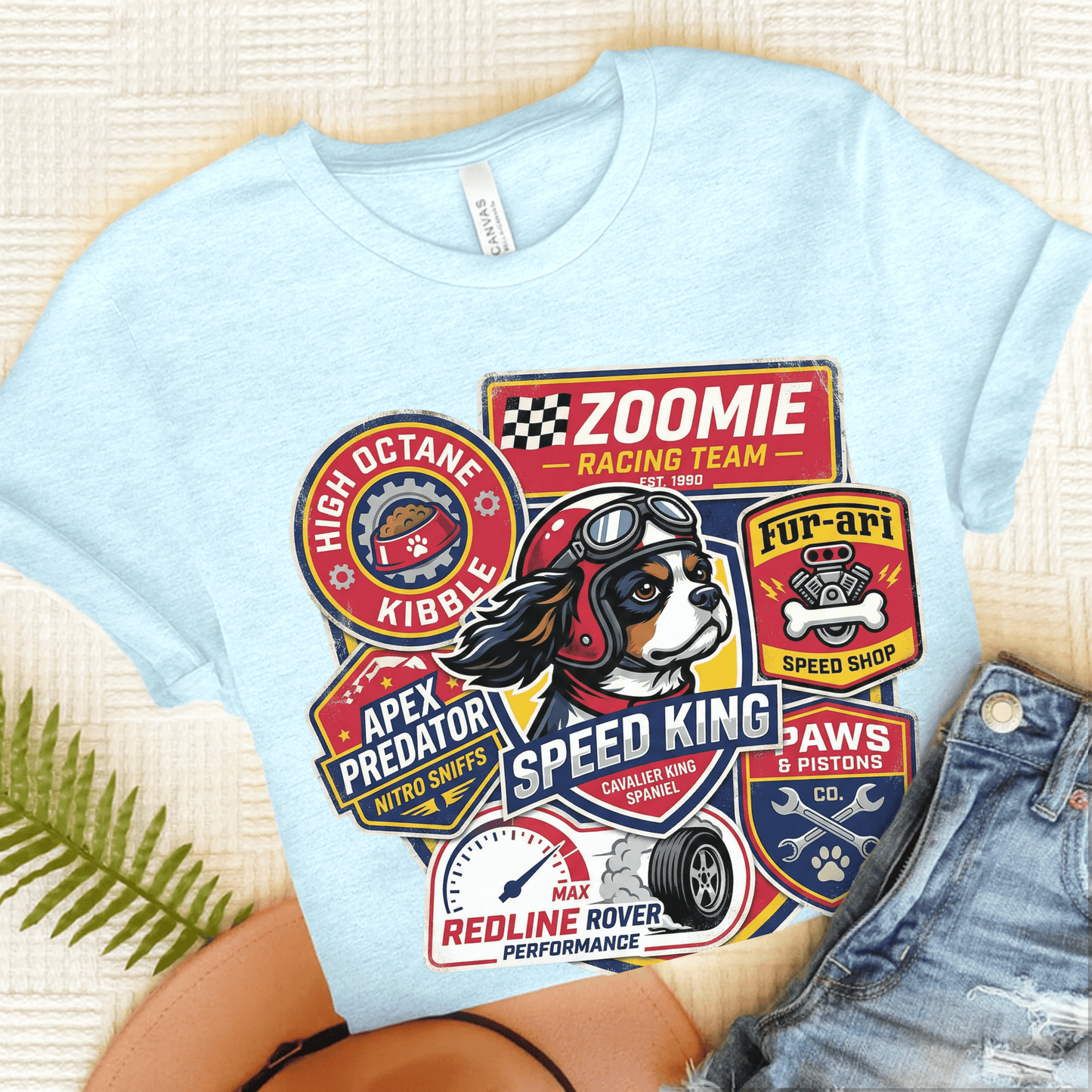Personalized Cavalier Racing Unisex TShirt Heather Ice Blue