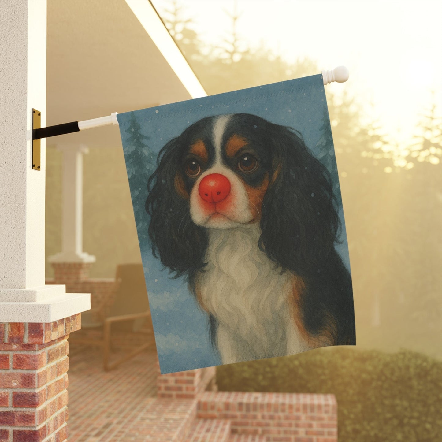 Personalized Cavalier Reindeer Garden Flag