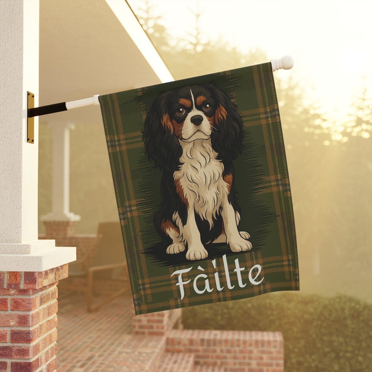 Tricolor Cavalier Scottish Welcome Garden Flag