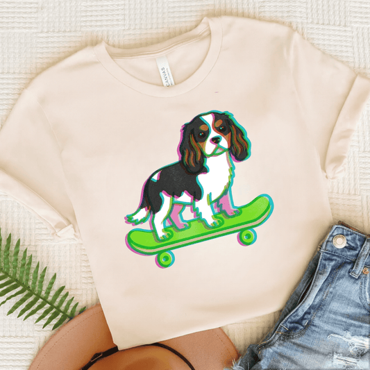 Personalized Cavalier Skateboard Unisex TShirt Natural