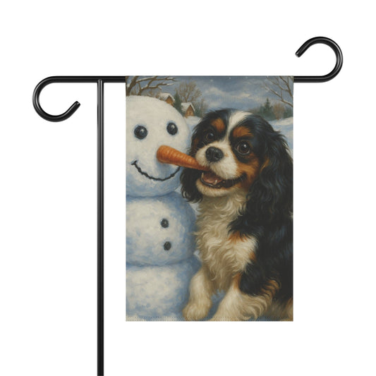 Tricolor Cavalier Snowman Garden Flag