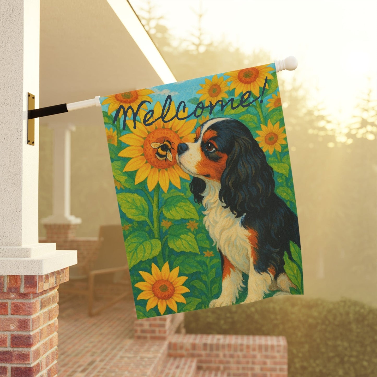 Personalized Cavalier Sunflower Garden Flag