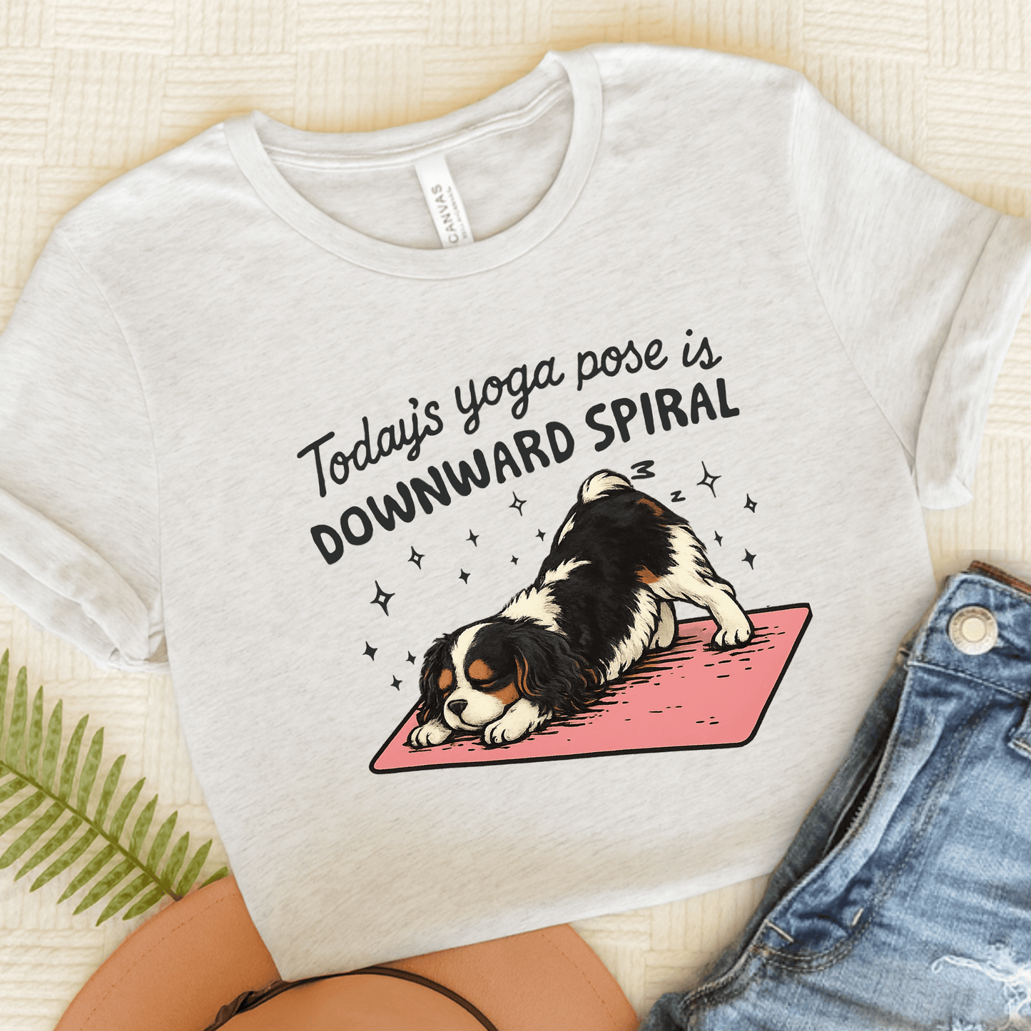 Personalized Cavalier Yoga Pose Unisex TShirt Ash