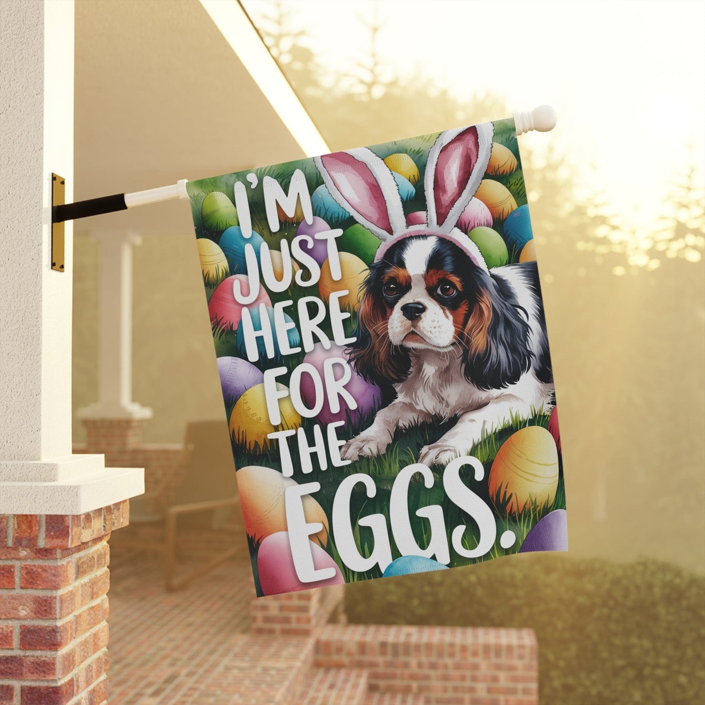 Personalized Cavalier Easter Bunny Garden Flag