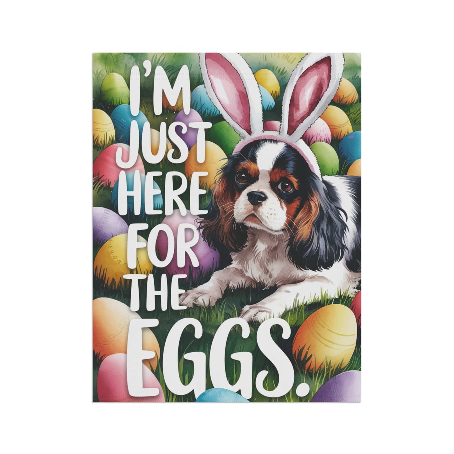 Printify Garden Flag Tricolor King Charles Cavalier Easter Bunny Garden Flag