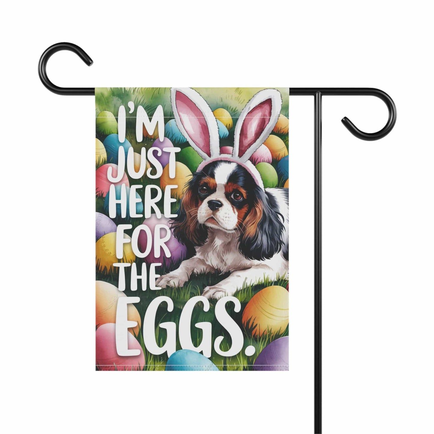 Printify Garden Flag Tricolor King Charles Cavalier Easter Bunny Garden Flag
